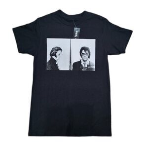 Elvis Presley Mugshot T Shirt Mens Small Black NWT 2023 Rock Band Graphic Tee